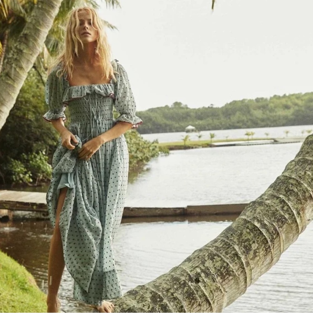 Doen Sol Dress in Azure Swiss Dot